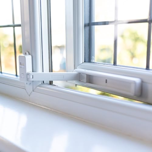BABYGO Window Restrictor Child Safety Lock for UPVC Wooden Metal & Aluminium Windows | Self-Adhesive No Tools or Drilling | Easy Fit Child Window Lock White