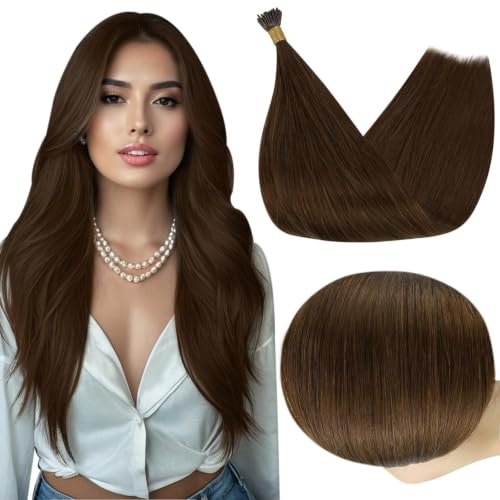 Full Shine I Tip Hair Extensions Human Hair 24 Inch 50g Medium Brown