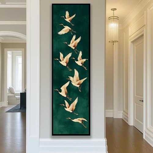 Tableau abstrait de grues en vol : art mural imprime sur toile de qualite