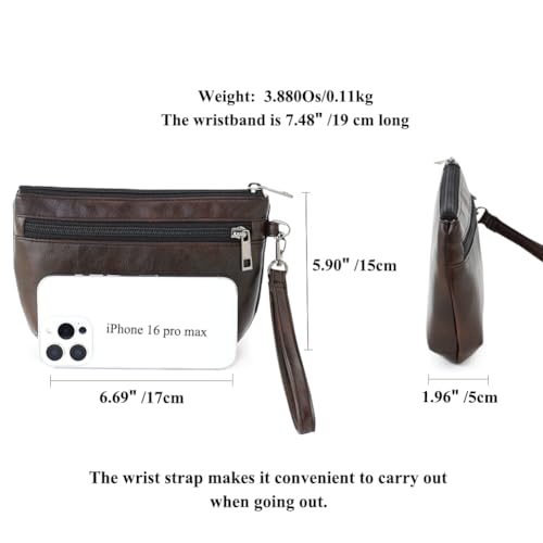 Image of Small Wristlet Wallets for Women, Zip Clutch Bag with Wristlet Pouch, 3-Zipper Original Design