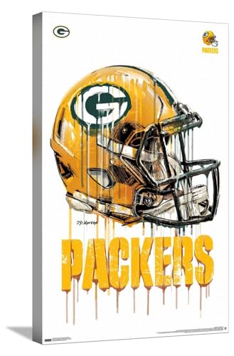 Trends International NFL Green Bay Packers - Drip Helmet 20 Wall Poster, 14.72" x 22.37", Stretched Canvas