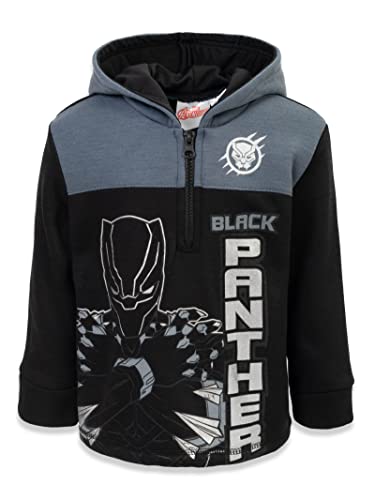Image of Marvel Avengers Boys Half-Zip Fleece Pullover Hoodie - Black - 2 Years