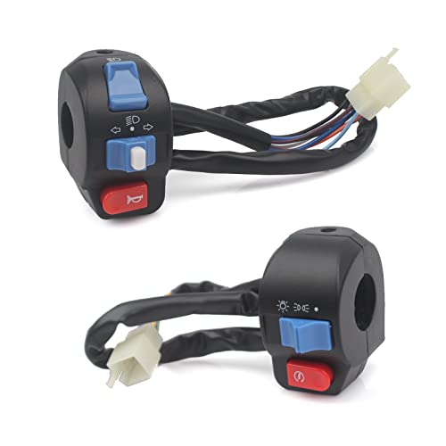 Minho Chinese Scooter Waterproof Aluminum 7/8'' 22mm Left Right Side Handle Switch Control Assembly Set for Disc Brake System GY6 50cc 125cc 150cc Moped Scooter Motorcycle