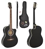 ts-ideen Western - Guitarra acústica completa con accesorios, calidad estándar, tamaño regular (4/4), color negro