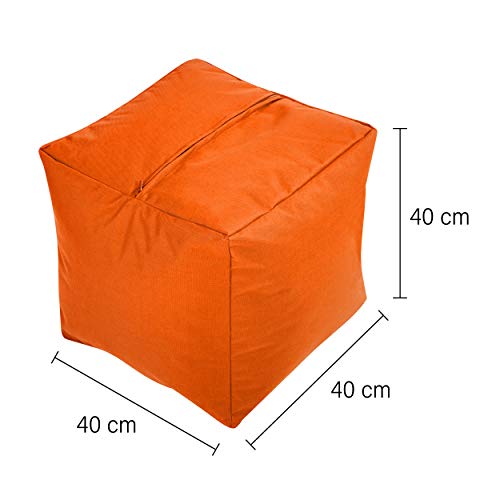 Green Bean© Outdor Pouf-Hocker 40x40x40cm mit EPS-Perlen Füllung - Erweiterung & Addon für Sitzsäcke: Fußhocker… – Bild 3