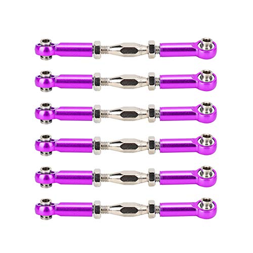 RC Pull Rod, 6Pcs Adjustable Servo Links Tie Rod RC Car Linkage Aluminum Alloy Turnbuckle Rod Linkage Set for RC Hobby Car Model() Turnbuckle Rod Linkage Rc Car 50Mm Turnbuckle