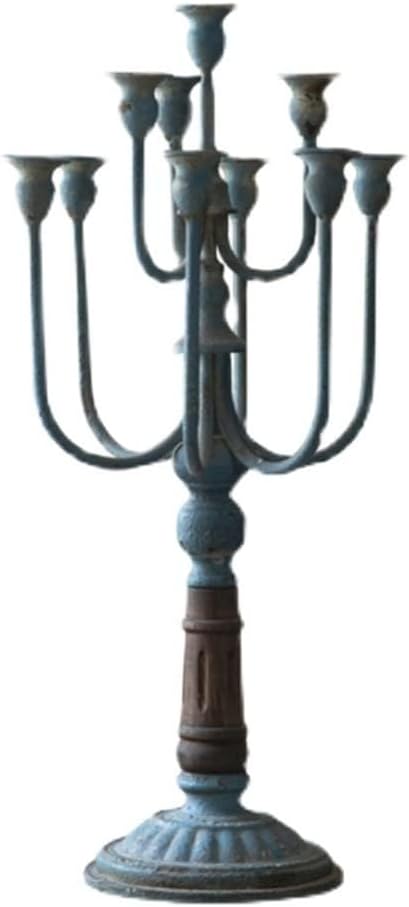 Candelabra Decorative Candle Holders 10 Arms Candelabra Metal Candle Stand Antique Candle Holder for Wedding Dinning Party Home Decor 27x27x57cm(White), Size