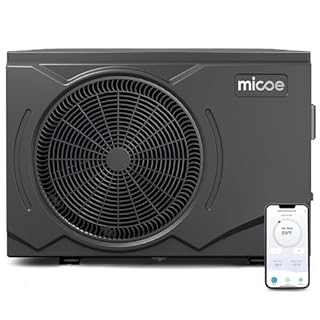 MICOE 58,000 BTU Smart Swimming Pool Heat Pump, Electric Pool Heater for 18,000 Gallons Above Ground & Inground Pools, App-Controlled Heating & Cooling, 220–240V