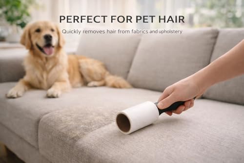 MATRANO Fusselroller Set 7-teilig – 1 Griff + 6 Rollen – Starke Klebkraft gegen Tierhaare & Fusseln – Kleiderrolle für Haushalt, Sofa & Auto