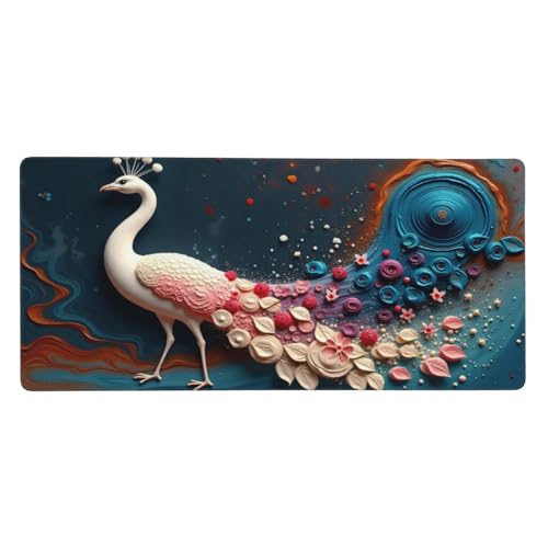 Tapis de souris pour ordinateur portable et PC au design paon bleu abstrait