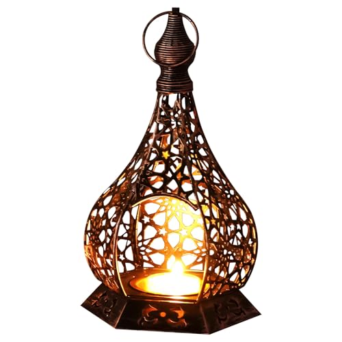 Zecnaud Orientalische Lampe Deko Metall, Wohnzimmer Deko Modern, Marokkanische Lampe Batteriebetrieb, halbhandgemachte Dekoration Wohnzimmer, für Zuhause Wohnzimmer Garten (B3-ohne LED)