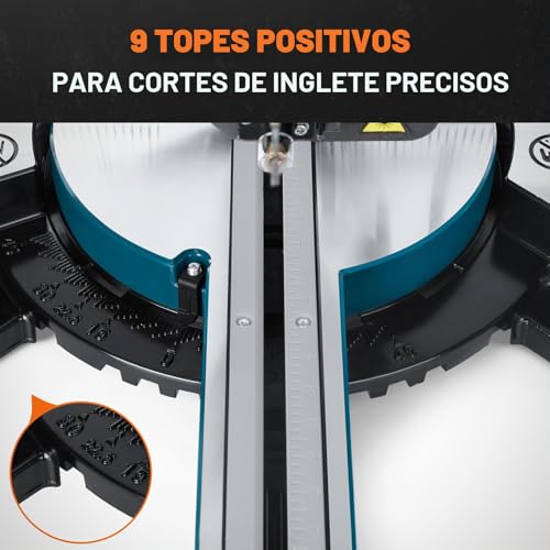 Miniatura 4 de Dovaman Dms01a Sierra Ingletadora 2000w, 2 Velocidades 3200 5000 Rpm, 3 Hojas Tct, Corte Máx 340x90mm, Inclinación 0 45 , Guía Láser, 9 Posiciones, Para Madera Pvc Aluminio Metales Blandos