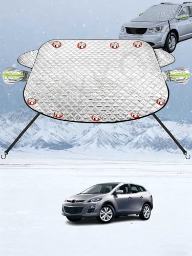 【9枚磁石・5重厚手・フロントカバー】マツダCX-3 CX-5 CX-7 CX-8 CX-9 RX-8 CX-30 MX-30 CX-80 MPVに適合する 車 フロントガラスカバー 凍結防止シート カーフロントカバー 後視鏡カバー保護 霜除け 凍結対策