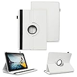 NAUC Tablet Hülle kompatibel für Medion Lifetab E10430 E10604 E10412 E10511 E10513 E10501 Tasche Schutztasche Hülle 360° Drehbar, Farben:Weiss