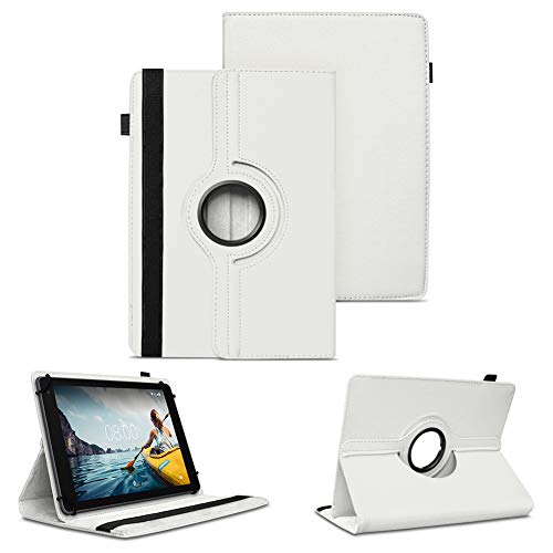 NAUC Tablet Hülle kompatibel für Medion Lifetab E10430 E10604 E10412 E10511 E10513 E10501 Tasche Schutztasche Hülle 360° Drehbar, Farben:Weiss