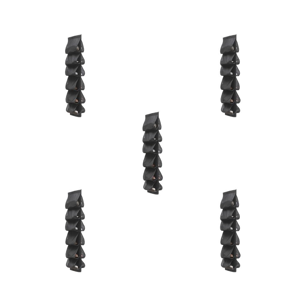 Juego de 5 zapateros para puerta con 12 bolsillos para zapatos deportivos, bolsa de almacenamiento transpirable, organizador de armario, color negro
