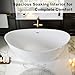 Empava Freestanding Bathtub, Acrylic Soaking Tub with Brushed Nickel Drain & Overflow – Modern Standalone Shower Tub, Non-Slip Flat Bottom Design, Glossy White, 59 Inch,cUPC Certified