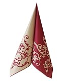 Unbekannt 50 Servietten, stoffähnlich, Airlaid 1/4-Falz 40 cm x 40 cm Ornaments Bordeaux Creme für Hochzeit Verlobung besondere Anlässe