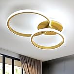 Comely LED Ceiling Light, 42W Gold Chandeliers Ceiling Lights, Modern Flush Mount LED Ceiling Lamp for Living Room Kitchen Office Bedroom Dining Room, 6500K Cool White Light