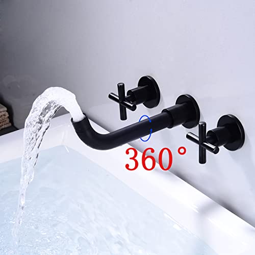 Robinet de salle de bain mural or avec double commande eau chaude et froide - 3