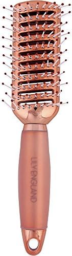 Vent Hair Brush for Blow Drying, Detangling Hairbrush for Women - Vented Brush with Gel Handle - Rose Gold by Lily England