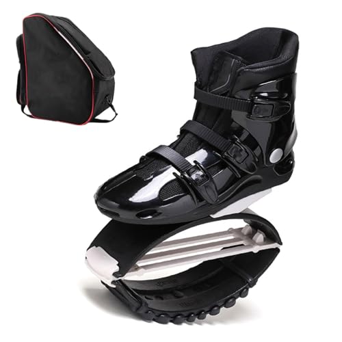 Jumps Botas Zapatos de Salto de Canguro con Bolsa de Almacenamiento para Atletas y usuarios más Pesados, Zapatos de Salto, Zapatos de Rebote de Fitness Unisex, Color Blanco y Negro (Color : Black, S