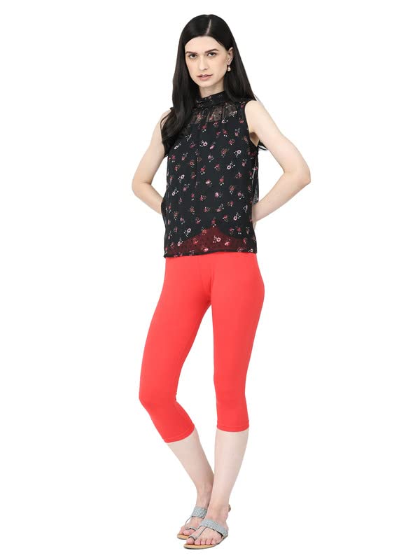 Image of Robinbosky Premium Stretchable Cotton Capri Legging for Women | Suitable for Formal wear & Casual wear | High-End Elastic Makes. The Leggings Squat Proof and Durable for Travel, Yoga, & Workout.