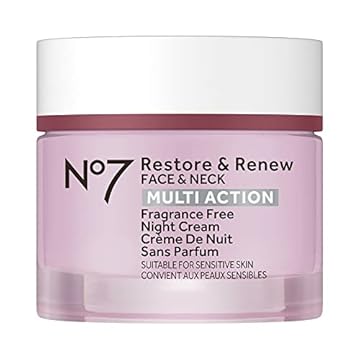 No7 Restore & Renew Multi Action Face & Neck Night Cream - Collagen Peptide Anti Aging Face Cream - Hydrating Hyaluronic Acid + Skin Firming Fragrance Free Night Cream (50ml)