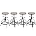 IKAYAA Lot de 4 Tabouret de Bar Vintage Style Industriel Chaise Haute Reglable, Métal de Haute Qualité Siège en Bois