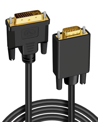 Jesiah DVI to VGA Cable, 1.8M Male to Male Gold-Plated 24+1 Pin Active DVI-D to VGA Cord Compatible with PC Laptop Monitor Projector HDTV