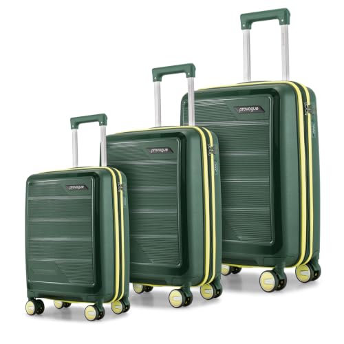 Image of Provogue Spectrum Hard-Sided PP Trolley Bag Set of 3 | Expandable Space with 8 Wheels Trolley Bags for Travel |Lightweight with Combination Lock|5 Year Warranty (Midnight Fern Green)