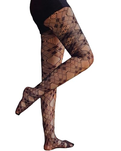 Image of VINICUNCA Women's Fishnet Stockings Lace Patterned Tights High Waist Pantyhose