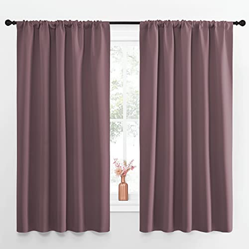 NICETOWN Blackout Curtains for Living Curtains, Room Darkening Curtains & Drapes for Kids Bedroom, Home Decoration Draperies (Dry Rose, 52" x 63", 2 P