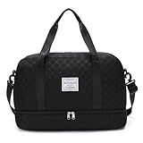 [ ユニベイズ ] ボストンバッグ レディース 旅行バッグ 一泊二日 大容量 機内持ち込み 折りたたみ 靴入れ 旅行カバン (ブラック, メインバッグ)