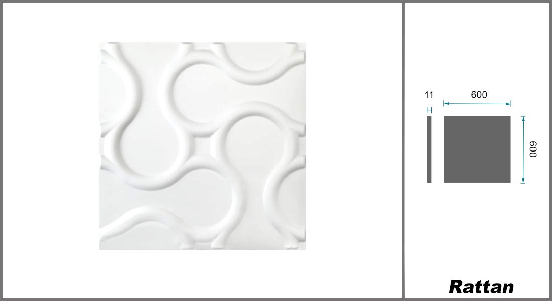 Paneles de pared 3D, caña de azúcar & fibra de bambú blanco - paneles 100% naturales Revestimiento de pared (60x60cm RATTAN, 25 metros cuadrados), revestimiento, paneles de techo,