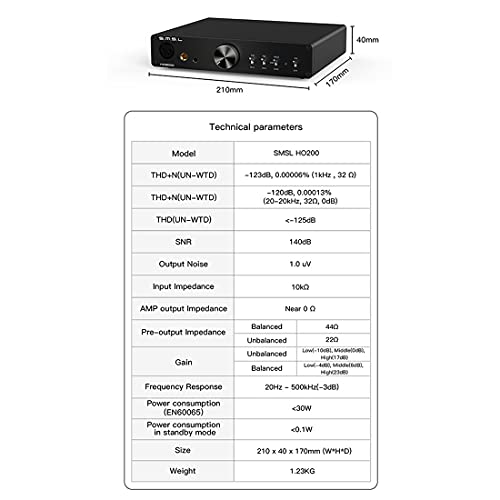 S.M.S.L HO200 Hi-Res Balanced Headphone Amplifier Low Noise 4xPLFC RCA/XLR Input 6.35mm 4.4mm XLR Balanced Output HiFi Preamp Headphone Amplifiers with High Mid Low Gain Control for AO200
