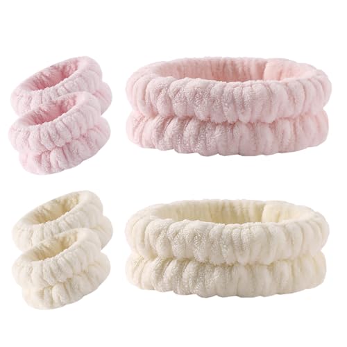 Wrist Towels for Washing Face for Women Men Microfiber Spa Wristbands Absorbent Face Washing Wristbands Headband Set Prevent Liquid from Spilling