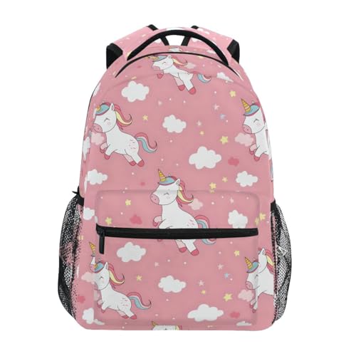 Sac à dos licorne rose de grande capacité et léger pour étudiant en taille S multicolore