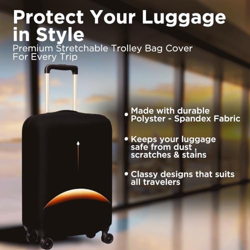 Image of WanderWraps Spendex Polyester Protective Luggage Cover | Hard Luggage Trolley Bag Cover | Washable | Dust Proof | Stretchable | S - 20 inch | D3
