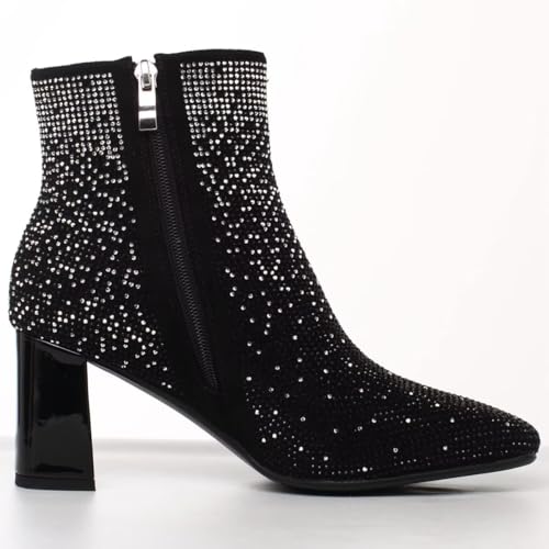 KISSASA Womens GOGO Zipper Ankle Boots Round Toe Low Mid Block Heel Booties4