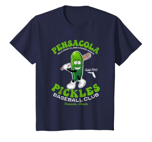 Pensacola Pickles Minor League Retro Baseball Team T-Shirt, Youth, Navy Blue, 4T