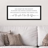 flowtorely Gelassenheitsgebet, Wanddekoration, 61 x 25 cm, Schild mit Aufschrift 'God Grant Me', für Schlafzimmer, Bibelvers, Schrift, großer christlicher Holzrahmen, Wandbehang, Kunst (schwarz)