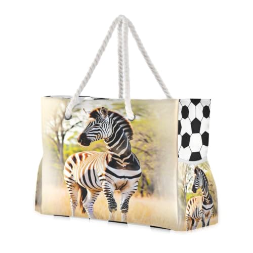 Sac en toile résistante à l'eau grand format motif zèbre de prairie