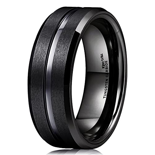 Couple Rings Set 2in1 Black Bridal Ring Matte Black Groove Ring His and Hers Wedding Ring Sets for Lover Anniversary Engagement Promise Rings Bridal Sets