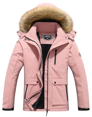 Image of MOERDENG Women's Waterproof Ski Snow Jacket Winter Warm Hooded Snow Coat Mountain Windproof Ski Jacket For Women