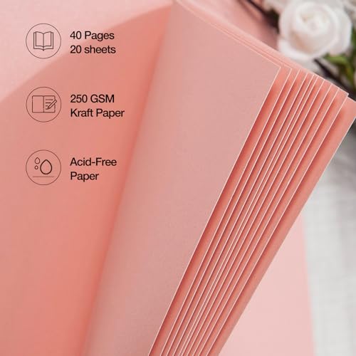 potricher 12 x 12 Inch DIY Scrapbook Album 40 Pages Hardcover Kraft Paper Scrap Book Photo Albums Memory Book for Wedding and Anniversary Family (Pink, 12 Inch) - 2