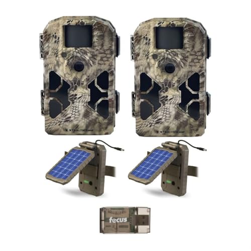 Stealth Cam G42NG 32MP No Glow Trail Camera (Kryptek Camo, 2-Pack) Bundle with 2 Lithium Solar Power Panels, 2GB Ultra SDHC UHS-I Memory Card x 2 and USB 2.0 Card Reader (7 Items)
