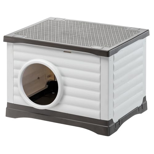Ferplast - Niche pour Chien et Chat extérieure - Maison pour Lapin - Plastique recyclé Robuste - PETVILLA 60, 54 x 43 x h 38,5 cm