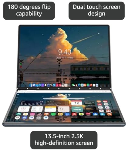 Image of 2-in-1 13.5 inch 2.5K Dual Screen Touch Laptop 12th Gen CPU Alder Lake-N N100 Win 11 Home 16GB RAM 512GB SSD (Gray)