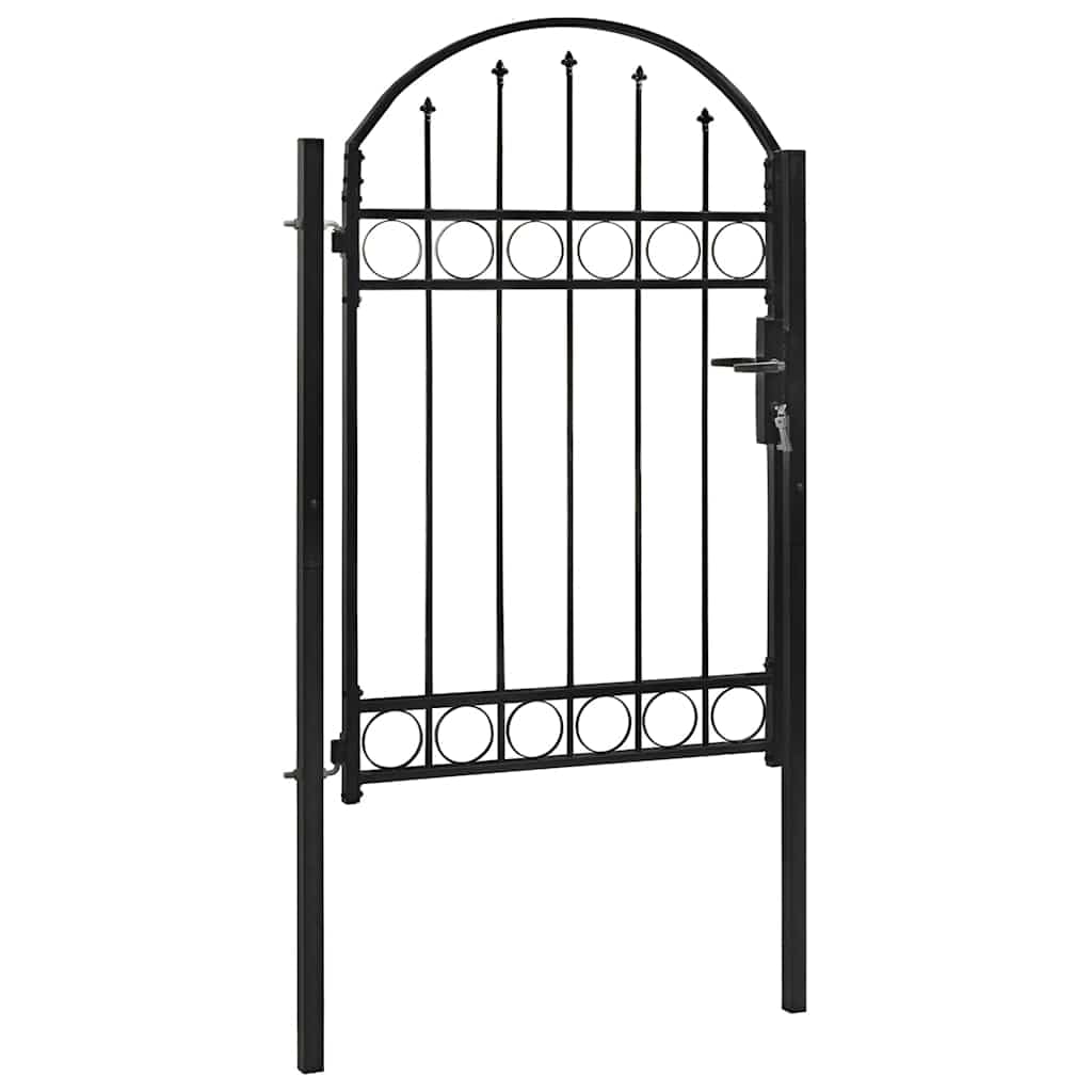 Vidaxl Black Fence Gate Assen With Arched Top Steel 102X150 Cm